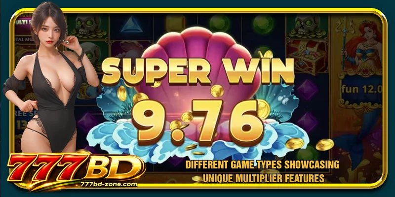 Different game types showcasing unique multiplier features