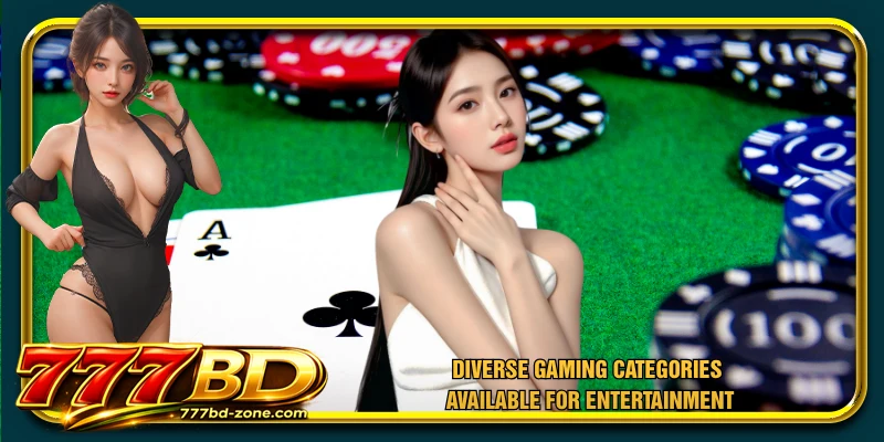 Diverse gaming categories available for entertainment