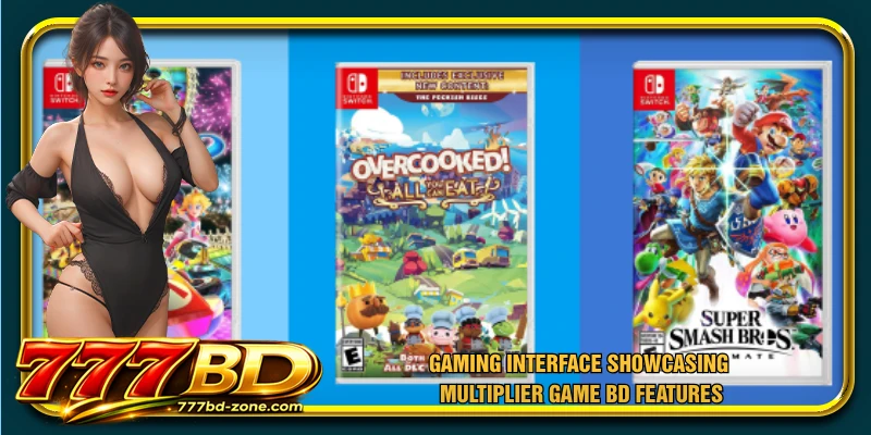 Gaming interface showcasing multiplier game BD features
