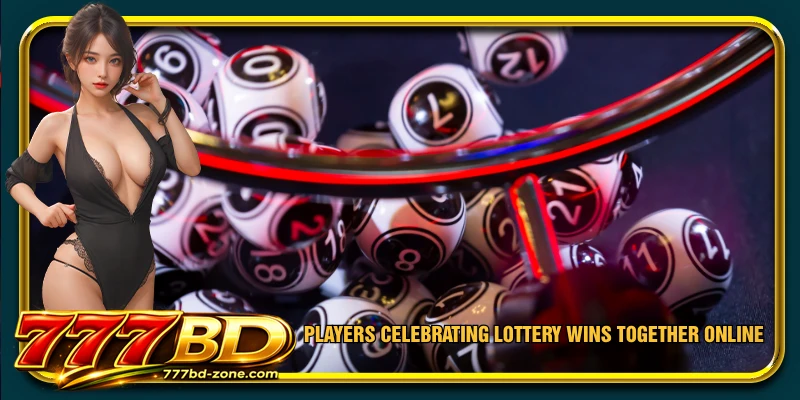 Players celebrating lottery wins together online